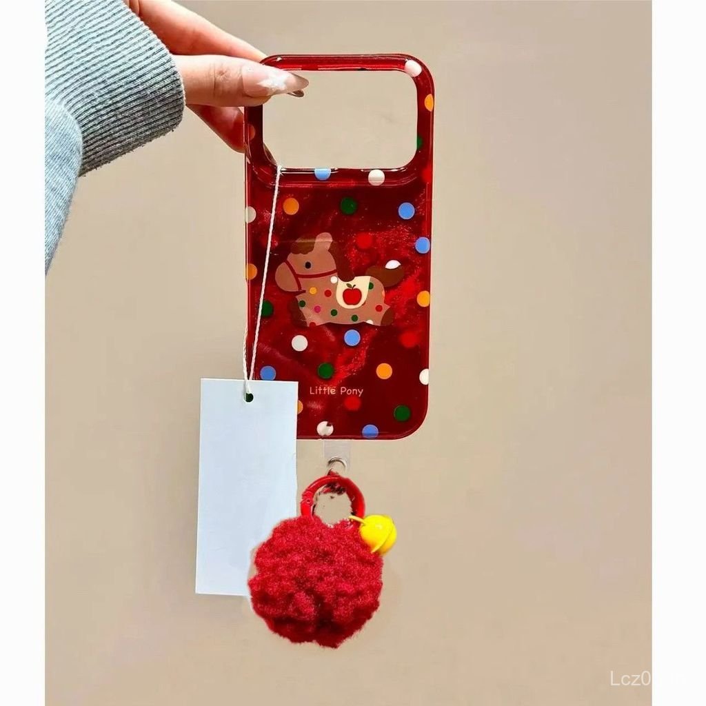 เคสโทรศัพท์โทรศัพท์ เหมาะสําหรับ iPhone ปีใหม่สีแดงลายจุด Pony เหมาะสําหรับ iPhone17air/16 เคสโทรศัพ