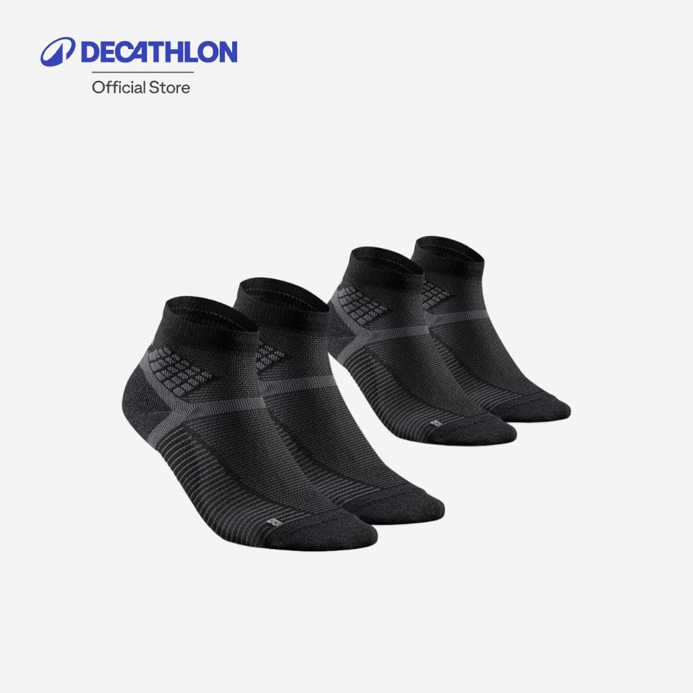 Decathlon Hiking Socks - Hike 500 Mid Black X2 Pairs ถุงเท้าหุ้มข้อสำหรับใส่เดินป่ารุ่น Mh500 แพ็ค 2