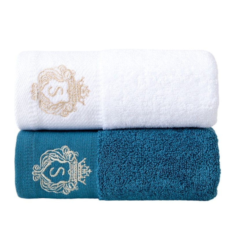 2pcs White Blue Towels Premium Black Hand Towels Cotton Soft Highly Absorbent Hotel & Spa Quality Ha