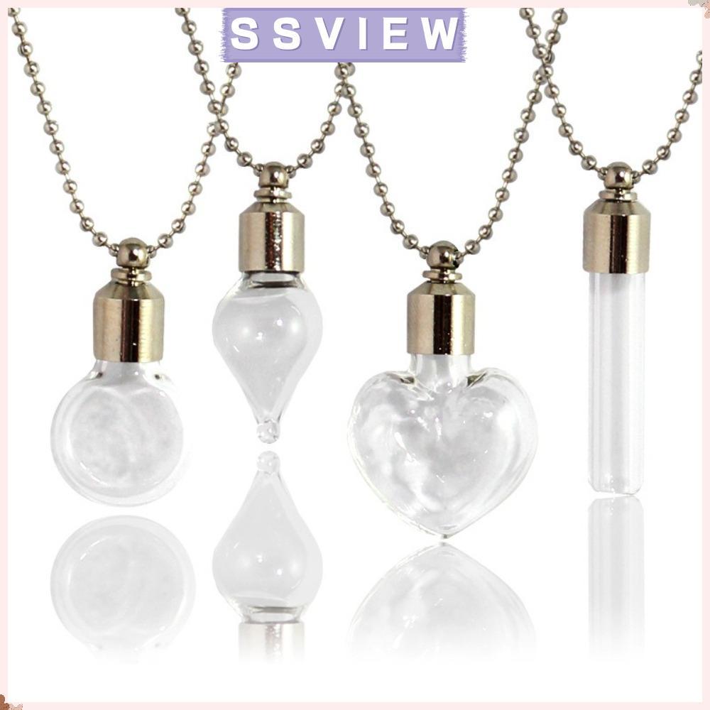 STILLSAVIEW Wishing Jars ขวดแก้วสำหรับบรรจุเถ้าศพพร้อมสายลูกปิงปong, สร้อยคอนำเข้า