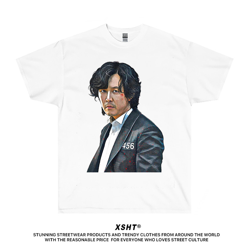 พร้อมส่ง เสื้อ Squid Game - Seong Gi-hun (Player 456) Tee - White (สีขาว) by XSHT
