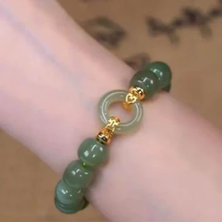 สร้อยข้อมือลูกปัดหยกสไตล์วินเทจ เหมาะสำหรับผู้หญิง เพิ่มเสน่ห์ในการแต่งกาย