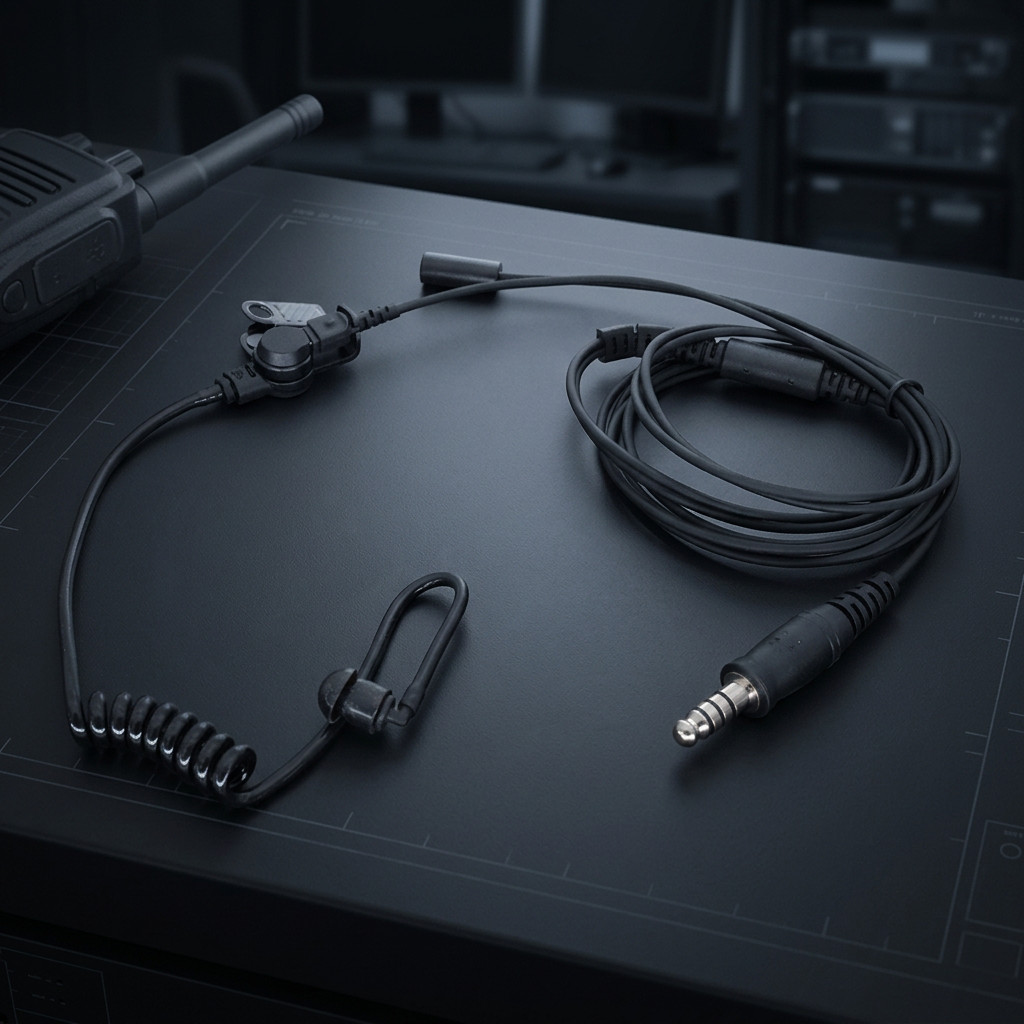 7.1 มม.NATO Plug Acoustic Air Tube หูฟังพร้อมไมโครโฟน PTT สําหรับ Mini Walkie Talkie วิทยุ, Covert Security Agent หูฟัง