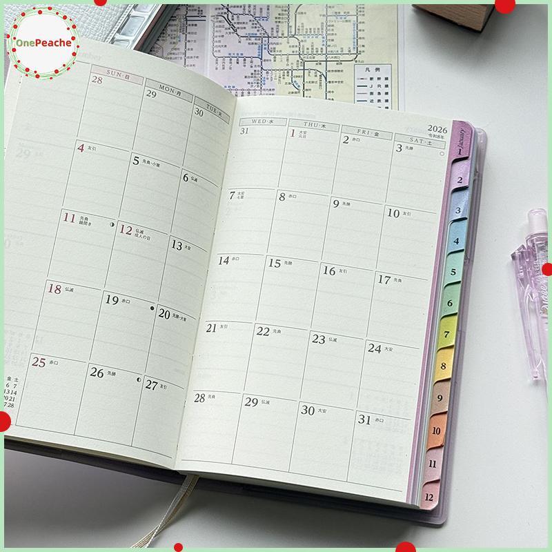 OnePeache Calendar Notebook Diary 2026 Planner Index Cortical Schedule Handbook มูลค่าสูงรายเดือน We