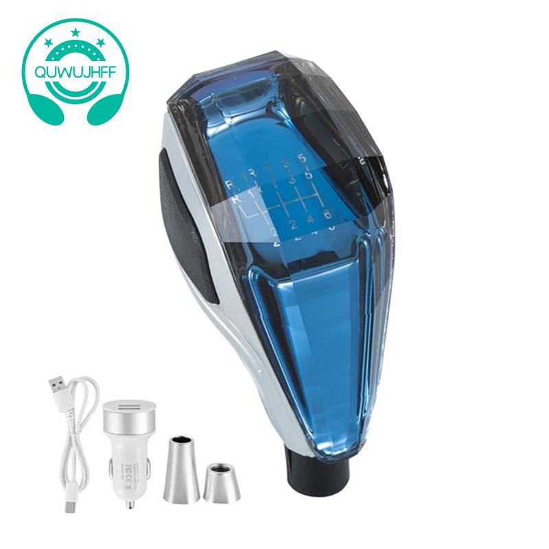 (quwujhff) รถคริสตัลดัดแปลงหัวเกียร์สากลคันเกียร์แฮนด์บอลไฟ LED หลากสีรถ R135246 6 สปีด 13524R