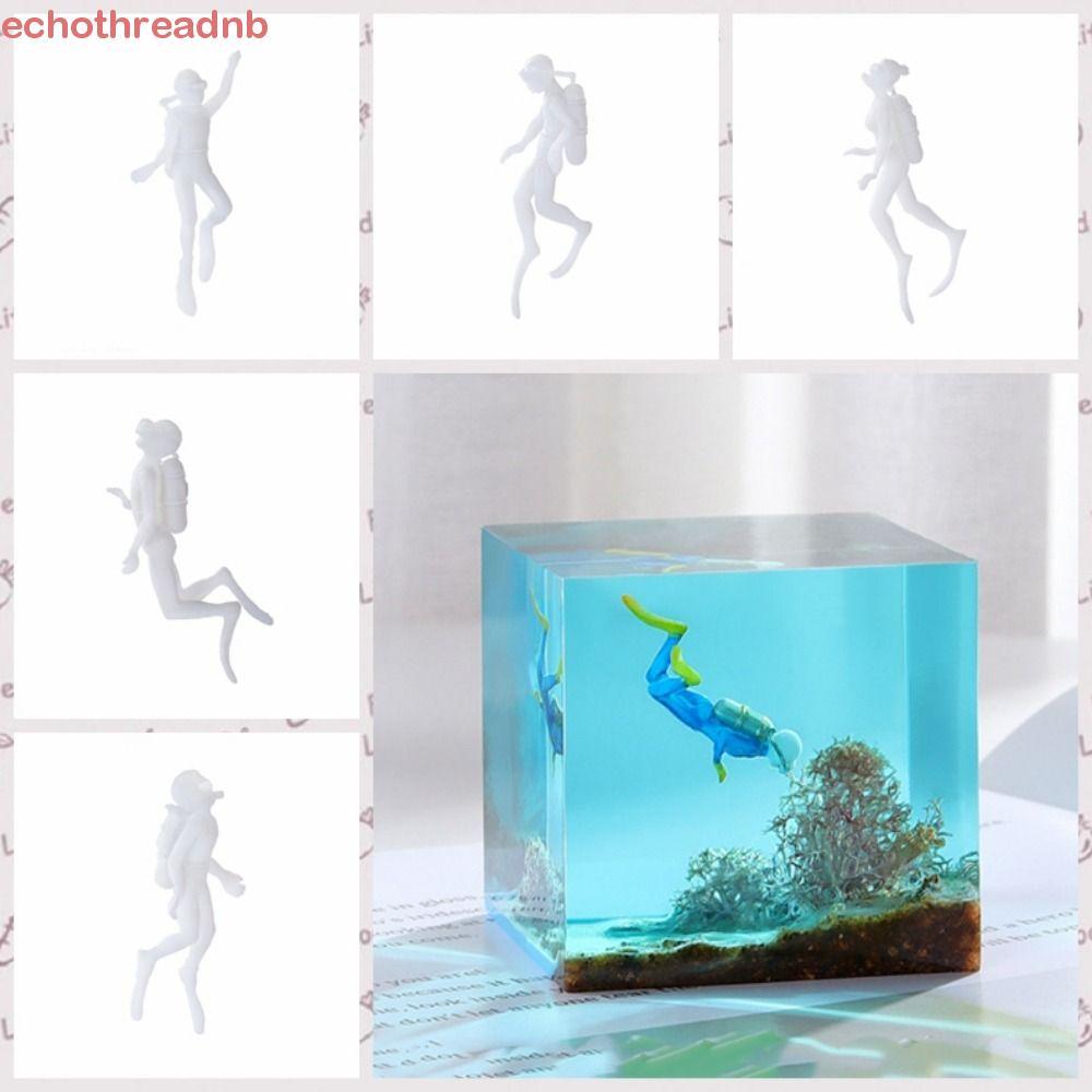 PIVOT Diver Action Figures รุ่น,ตกแต่ง Unpainted Micro Landscape Diver รุ่น,ใต้น้ําดําน้ําเครื่องประดับพลาสติก 3D สีขาว Diver ตุ๊กตาของเล่นถังปลา