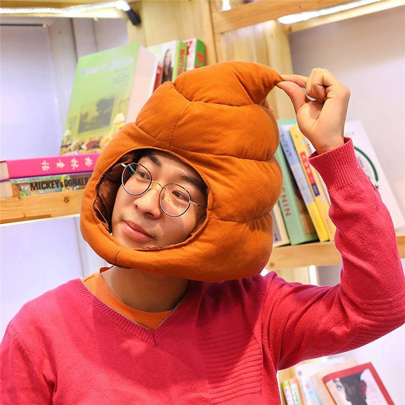 TTE สร้างสรรค์น่ารักรูปอึตุ๊กตาหมวกตุ๊กตาของเล่นตลกปลอม Poop Full หมวก Gag ของขวัญคอสเพลย์ Party Pho