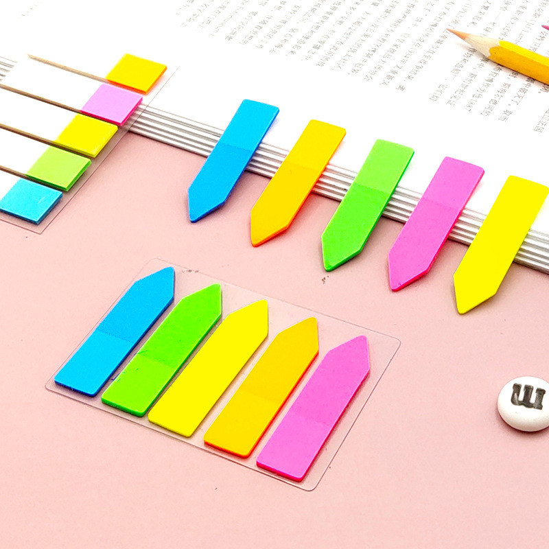 โพสต์อิทคั่นหน้า PET สีสะท้อนแสง 100 แผ่น สติ๊กเกอร์ดัชนี มาร์กหน้าโน้ต แบ่งหมวดหนังสือ เอกสาร ออฟฟิศ