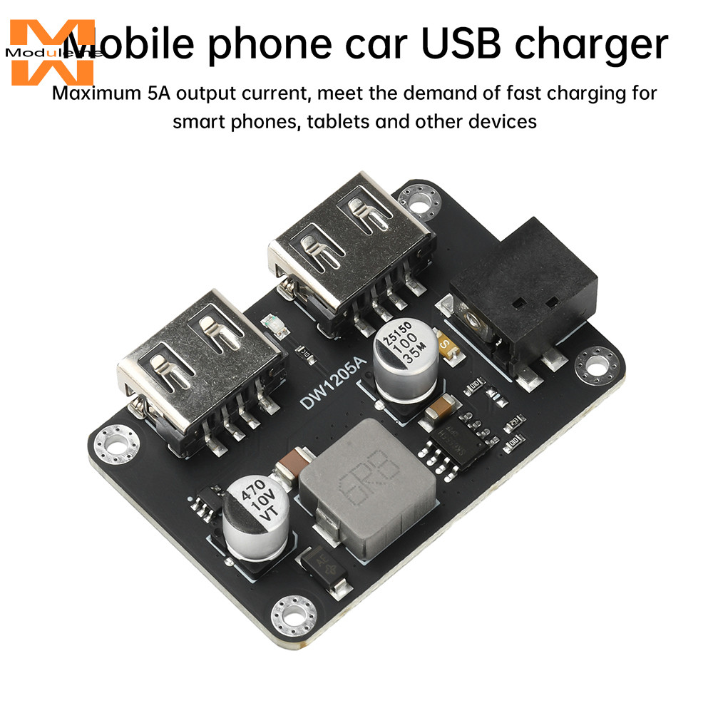 DC-DC Step-Down โมดูล 9 V/12 V/24 V ถึง 5 V 5A รถ USB Charger Dual USB เอาต์พุตกรณี DC5.5*2.1 มม.