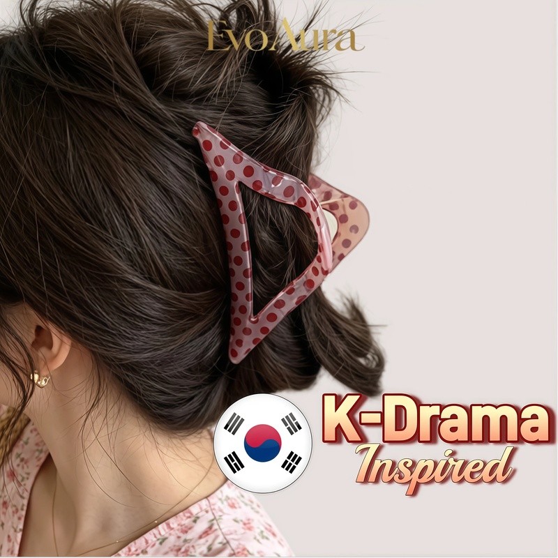 Young Sweetheart Strawberry Polka Dot Grab Clip High-End Feel กิ๊บติดผมขนาดใหญ่ กิ๊บติดผมฉลาม ผ้าโพกศีรษะสไตล์เกาหลี