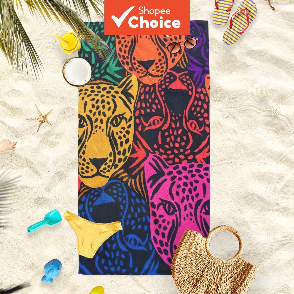 Vibrant Bohemian Cheetah Print ผ้าขนหนูชายหาดแห้งเร็ว 1 ชิ้น
