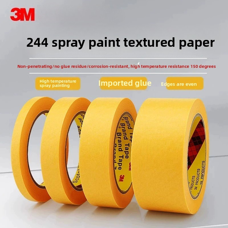 3M244 กระดาษกาวเทปไม่ทําเครื่องหมายทนอุณหภูมิสูงสีอบสีสเปรย์รุ่นกระดาษกาวแยกสีกระดาษตกแต่งตะเข็บที่ส