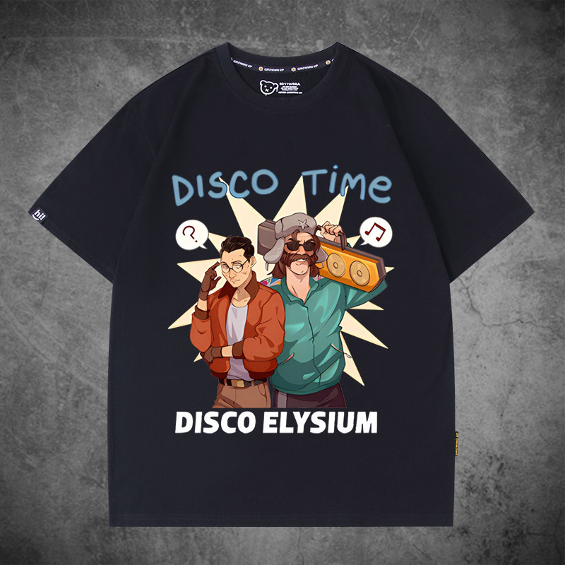 Bliss Disco Cool เสื้อยืดสีดําเกมบทบาทเล่น Disco Elysium แฟชั่นเสื้อยืดแขนสั้นที่สวยงาม