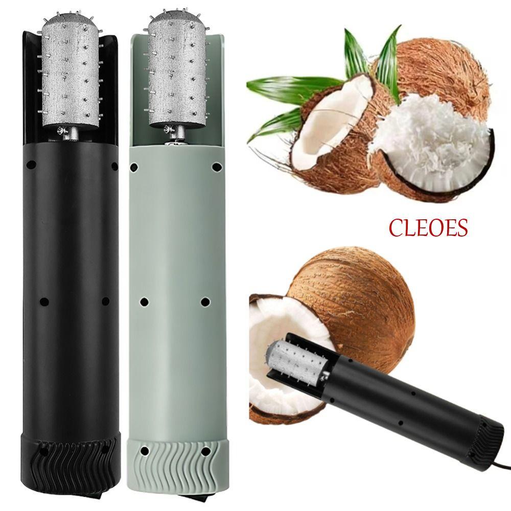 CLEOES ที่ขูดมะพร้าว, เครื่องขูดเนื้อมะพร้าวไฟฟ้าแบบหมุนได้ Anti-Splash สะดวก UK US EU เครื่องย่อยมะพร้าวในครัวแบบใช้มือถือที่มีประสิทธิภาพในครัวเรือน