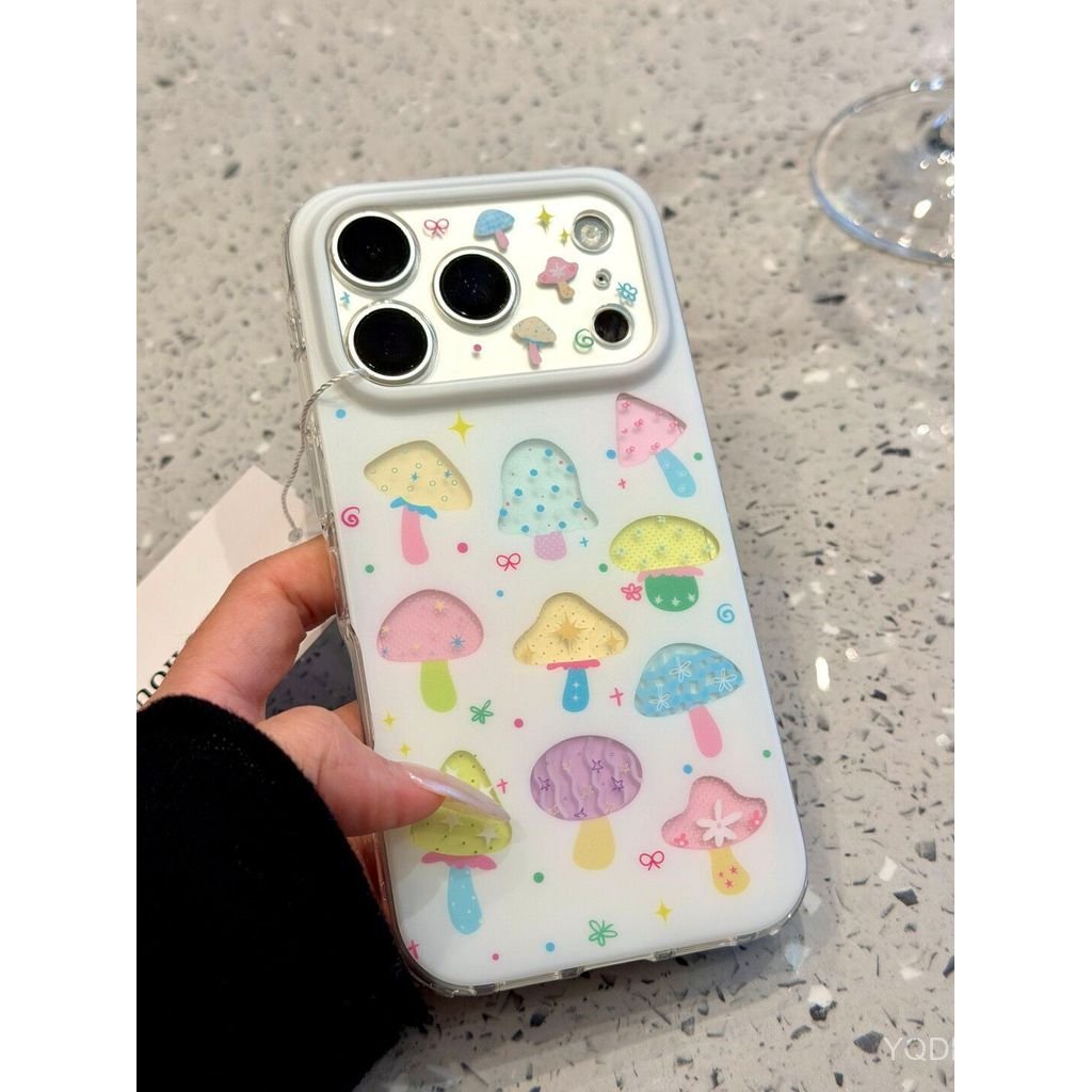 เคสโทรศัพท์เหมาะสําหรับiPhone 11 12 13 14 15 16 17 Pro max Dreamyเห็ดสีสันShock-proof Shock-proofป้องกันกรณีรวมทุกอย่างกรณี 1CDX