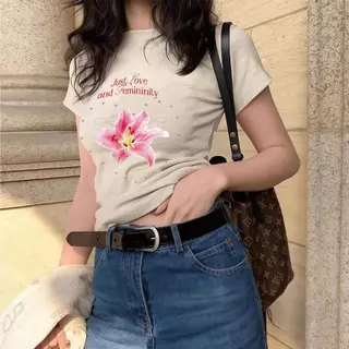 เสื้อยืดแขนสั้น Bangkok COD สไตล์เกาหลี พิมพ์ลายสำหรับผู้หญิง เสื้อพิมพ์ลาย คอกลม เสื้อยืดแฟชั่นผู้หญิง