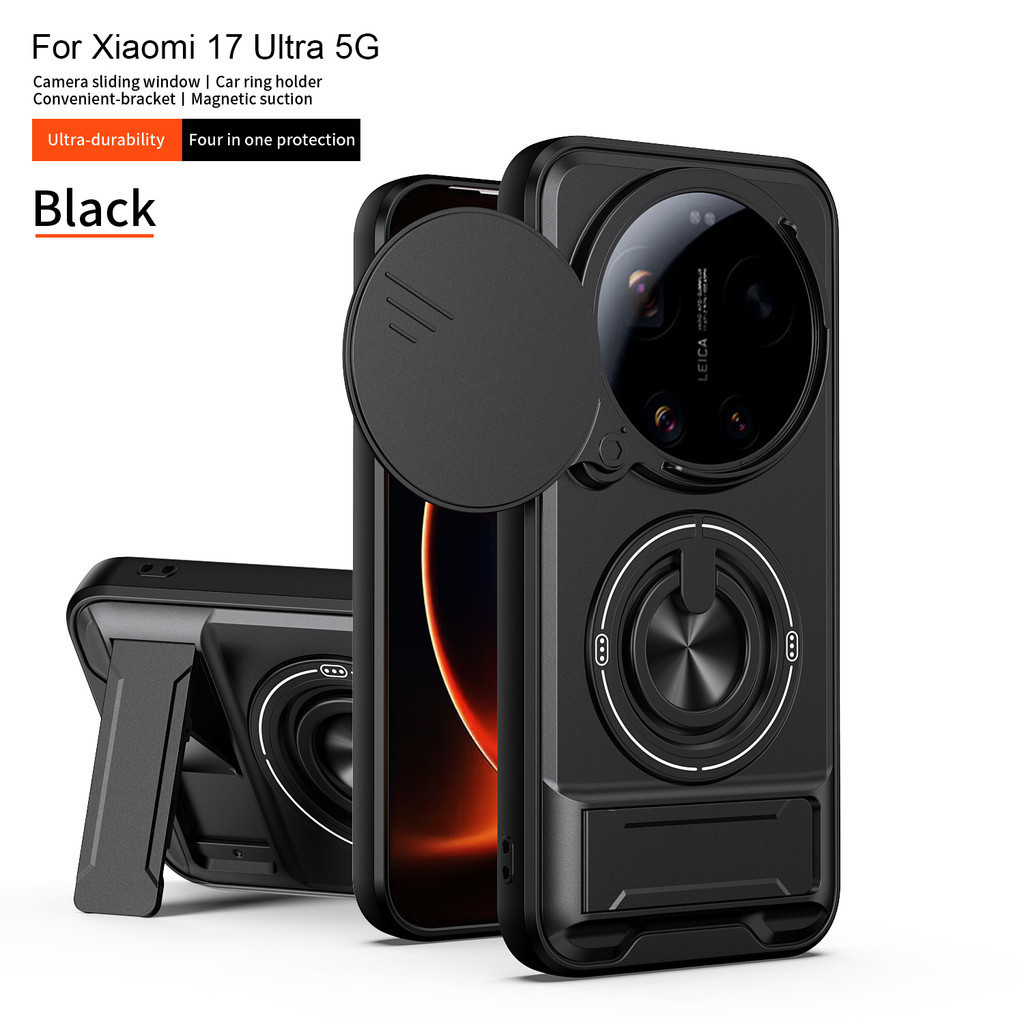 สําหรับ Xiaomi 17 Ultra Magnetic Stand สไลด์ป้องกันกล้องสําหรับ Xiaomi 15T 17 Pro Max เกราะกันกระแทกฝาครอบโทรศัพท์