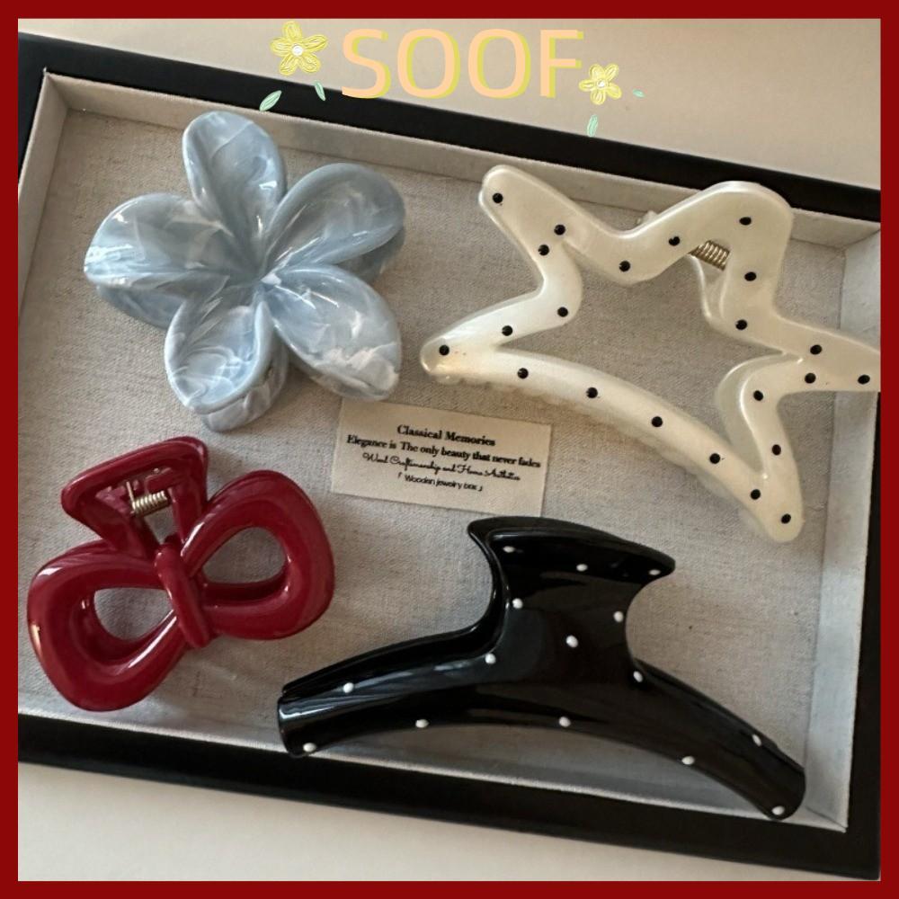 in stock กิ๊บติดผมSOOF กิ๊บติดผมขนาดใหญ่หรูหรา เครื่องประดับผมคลิปฉลามลายจุดแฟชั่น