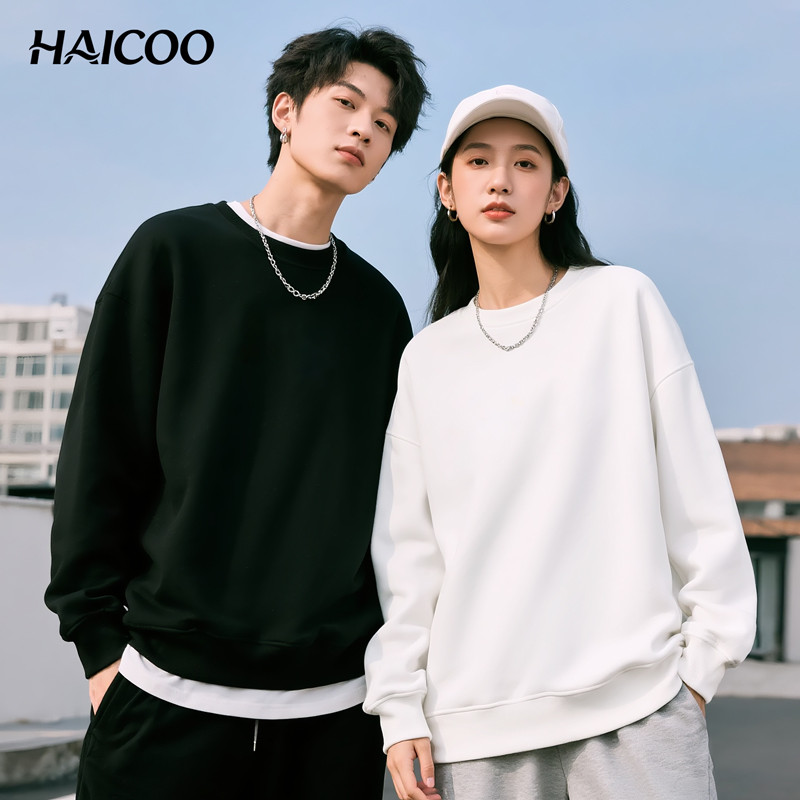 HAICOO เสื้อสเวตเตอร์ ทรงโอเวอร์ไซส์ ผ้าหนานุ่ม สไตล์อเมริกันสตรีท ใส่เท่ไม่ย้วย แมตช์ง่าย หามหาลัย