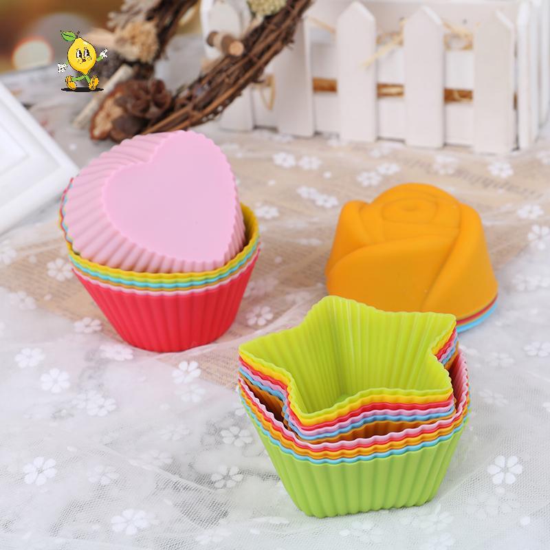 [mozh-t] 6 ชิ้นซิลิโคนเค้ก Cupcake ถ้วยเครื่องมือเค้ก Bakeware เบเกอรี่แม่พิมพ์ซิลิโคน Cupcake