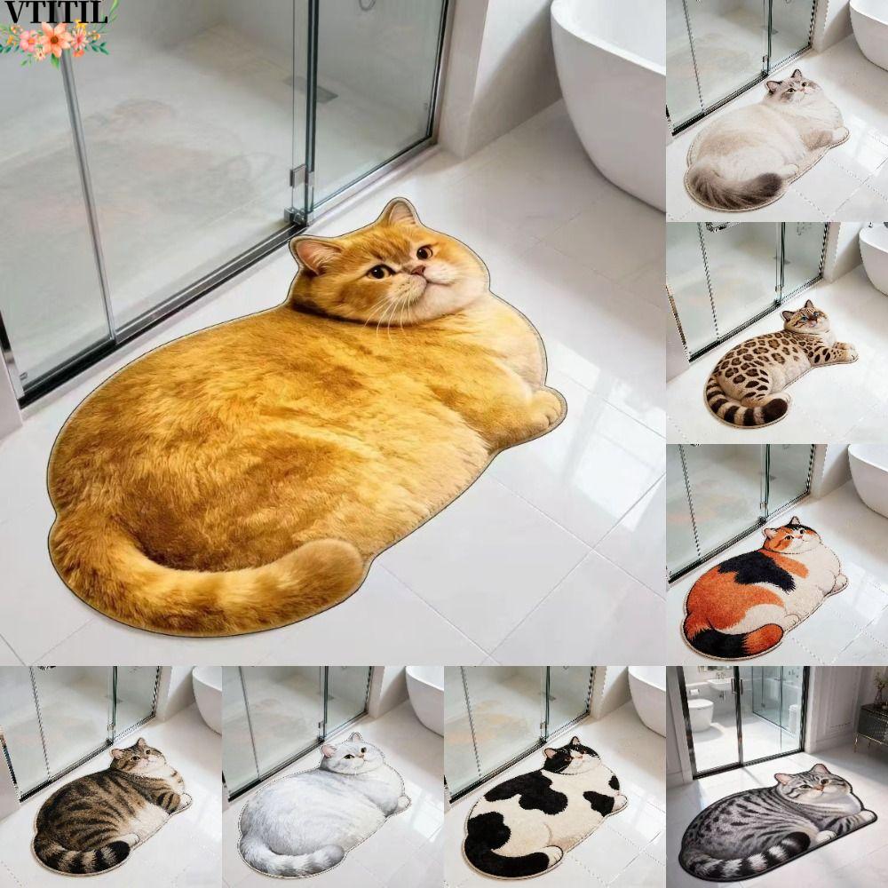 Vtiil พรมห้องน้ํา,พรมปูพื้นแมวน่ารักกันลื่นดูดซับน้ํา,ทนทาน แร็กดอลล์/แมววัว36*60ซมพรมปูพื้นนุ่มห้องนั่งเล่นชา