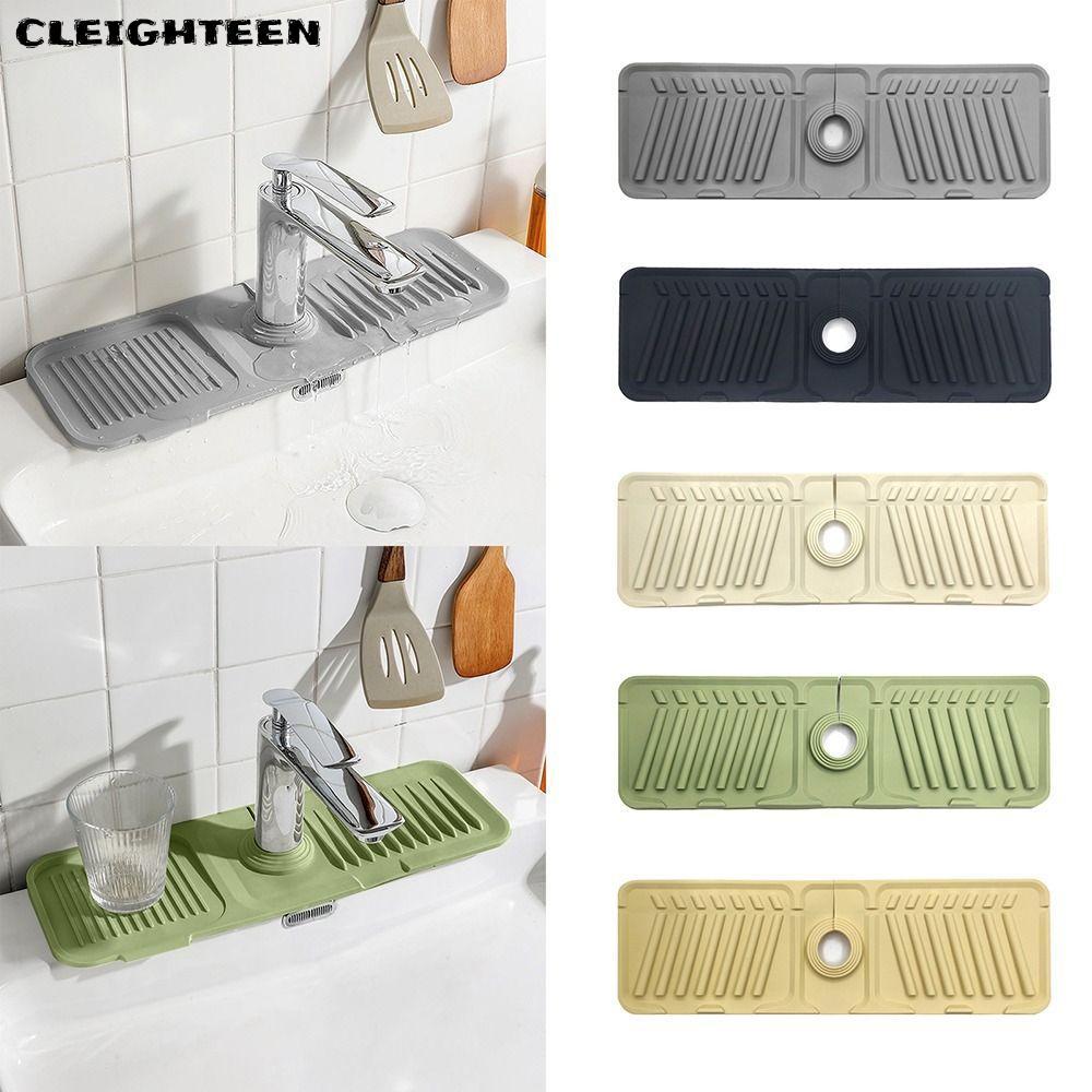 CLEIGHTEEN ท่อระบายน้ําก๊อกน้ํา Pad, ซิลิโคนกันลื่น Sink Splash Mat, Anti-Splash Heightened Slope Thicken เคาน์เตอร์เสื่อป้องกันห้องครัว