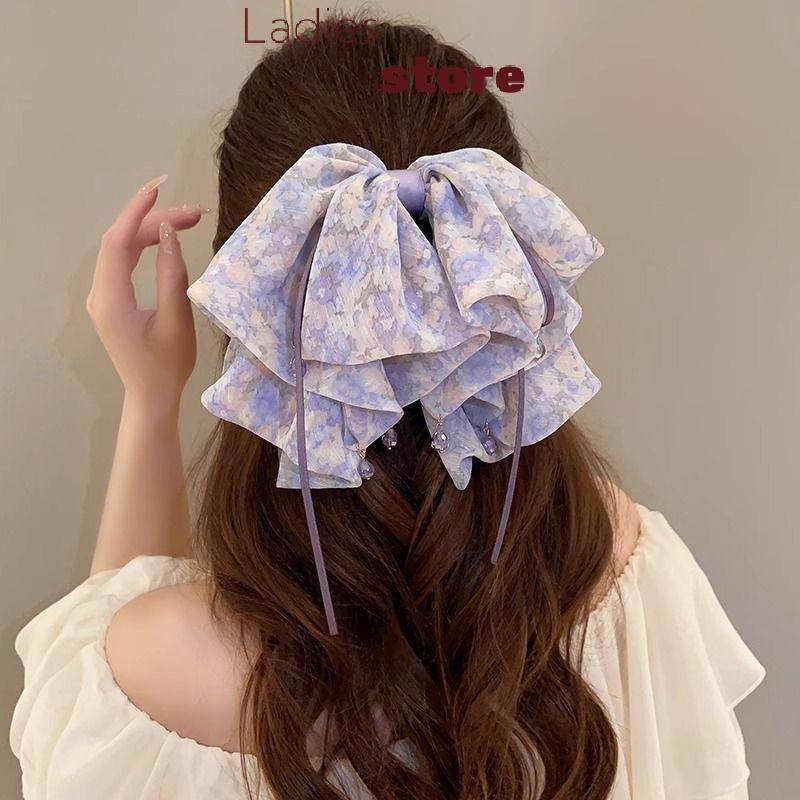 KTH Elegant ผู้หญิงขนาดใหญ่โบว์ผม Claw แฟชั่น Multi-layer Big Bowknot Barrettes Hairpin Multi-สีหางม้าคลิปอุปกรณ์เสริมผมร้อน