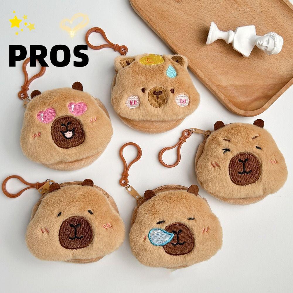 PROS พวงกุญแจ Charm, กระเป๋าใส่เหรียญ Kapybara ตุ๊กตาการ์ตูน, กระเป๋าหูฟังของขวัญขนาดเล็ก Charm