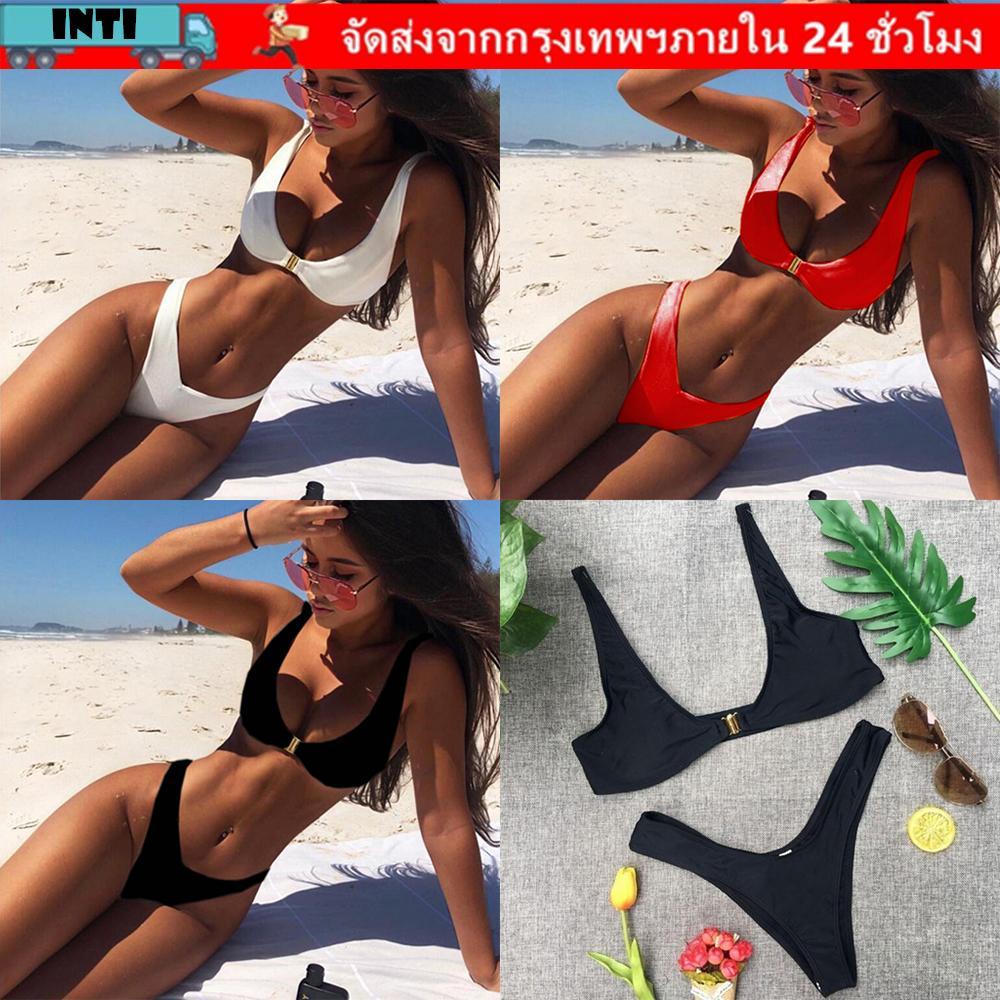 INTI ชุดบิกินี่ผู้หญิงบราซิล Push Up ชุดชุดว่ายน้ําชายหาดเอวต่ํา