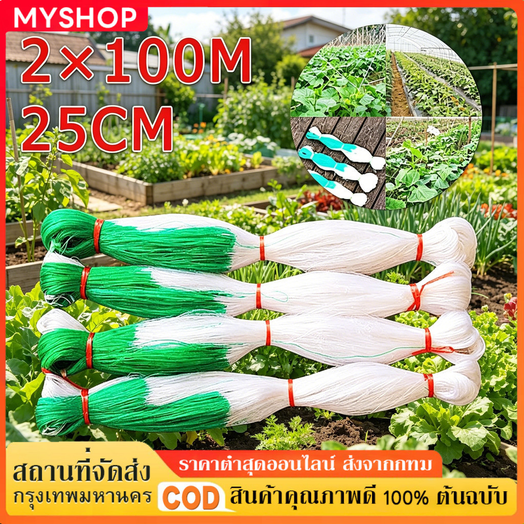 【 ราคาส่ง 】ตาข่ายปลูกพืชผัก ตาข่ายแตงกวา ค้างปลูกผัก ค้างผัก 2x100เมตร ตาข่ายปลูกผัก อวนแตง ตาข่ายไม้เลื้อย ปลูกผักเลื้อ