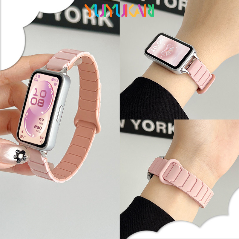 สายรัดซิลิโคนสำหรับ for Smartwatch Huawei Band 11 / 11 Pro สายรัดแม่เหล็กปรับได้ อุปกรณ์เสริมสร้อยข้อมือ