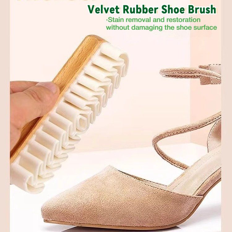Soft-bristle Shoe Brush 2-in-1 Dusting Shoe Cleaner Canvas Shoe Polisher Silicone Suede Brush Home D