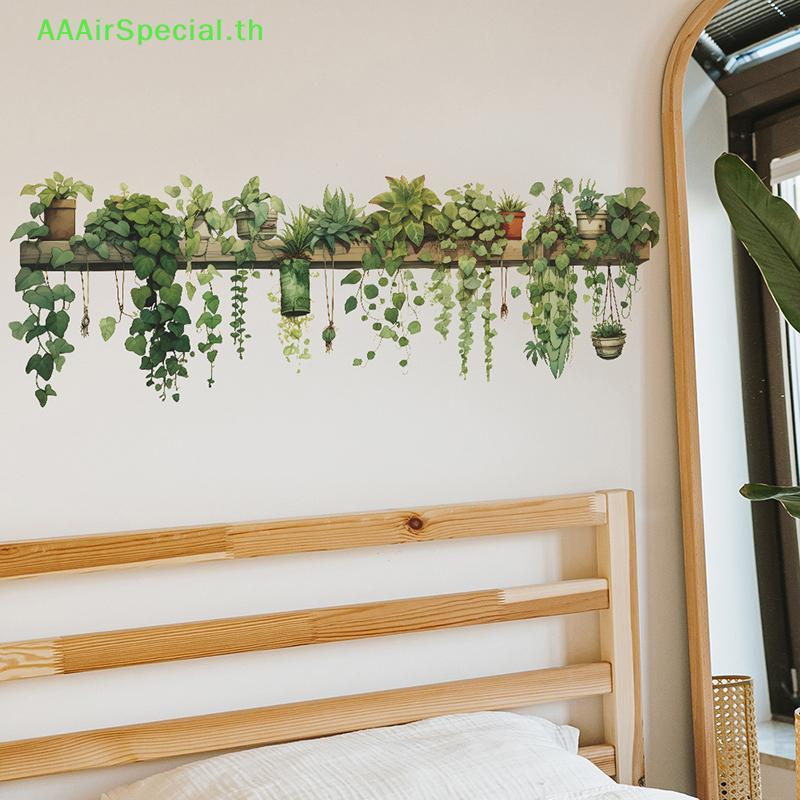 AAAirSpecial พืชสีเขียวใบไม้สีเขียวตะกร้าห้องนอนห้องนั่งเล่นผนัง Beautify สติ๊กเกอร์ตกแต่งผนัง TH