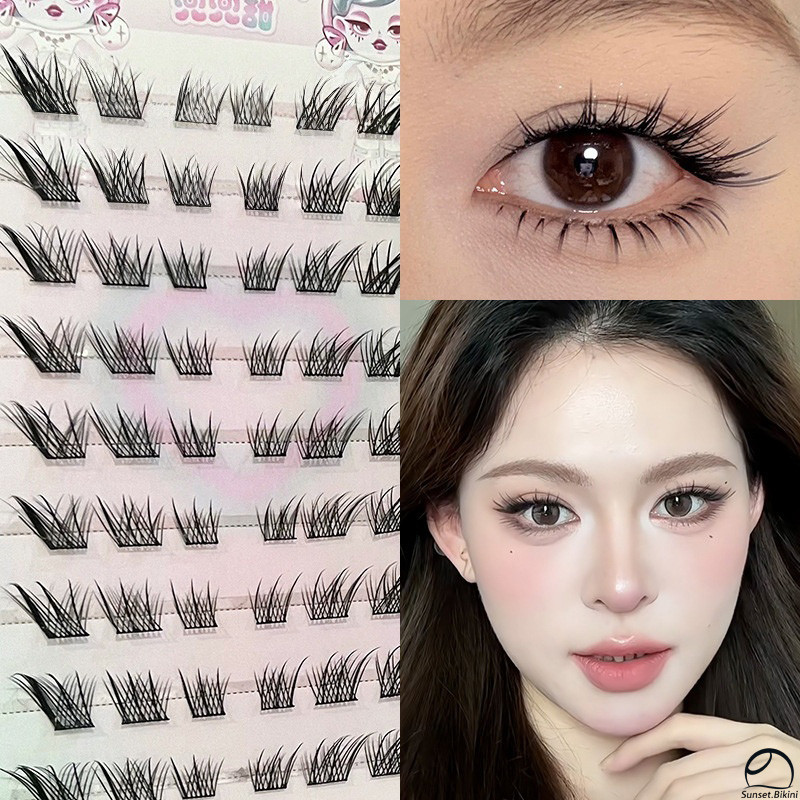✨✨ขนตาปลอมดวงตาจิ้งจอก 10 แถว เครื่องมือความงาม ขนตาปลอมแบบติดเอง สไตล์สัตว์น่ารัก บางเบา ติดทน