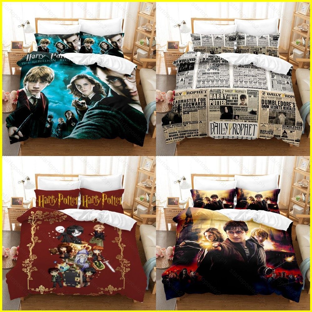 ST2 Harry James Potter 3in1 ชุดเครื่องนอนผ้าปูที่นอนผ้านวมปลอกหมอนห้องนอนล้างทําความสะอาดได้หอพักชุด
