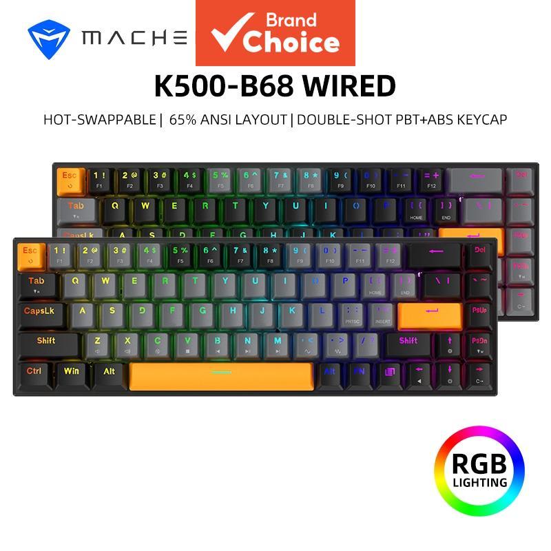เมคานิคอลคีย์บอร์ดแบบมีสาย Machenike K500 B68, คีย์บอร์ดเกมมิ่ง, คีย์ 68 ปุ่ม, ปุ่มคีย์แคป PBT+ABS, 