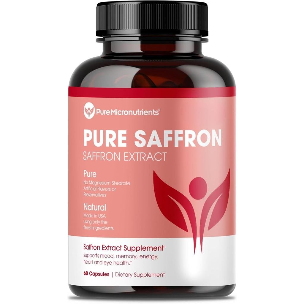 Saffron Supplements - 100% Pure Saffron Extract Capsules - Boost Energy & Mood, Support Eye & Heart 