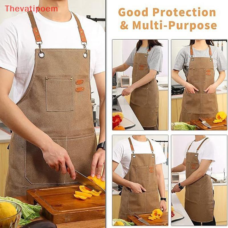 [Thevatipoem] ผ้ากันเปื้อนแฟชั่นหนากันน้ํา Oilproof คุณภาพสูงผ้ากันเปื้อนกันน้ําผ้ากันเปื้อนทําอาหารผ้ากันเปื้อนทํางานสําหรับทําอาหารสําหรับห้องครัวและร้านกาแฟใช้ร้อน - รูปที่ 3