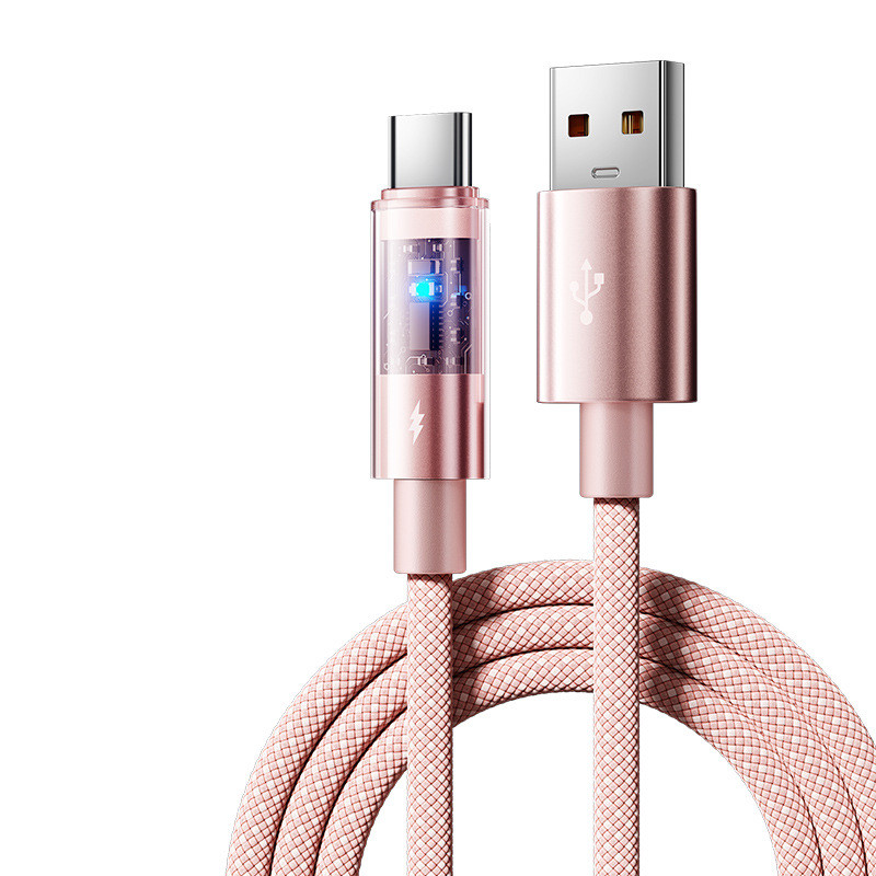สาย USB to Type C 100W 6A CL สายชาร์จแบบชาร์จเร็วพร้อมไฟ