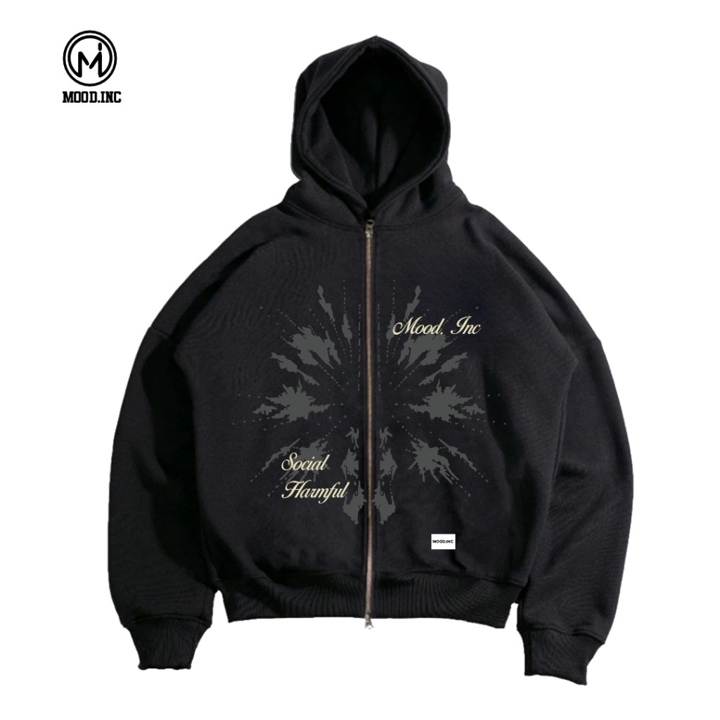 MOOD MOOD | Oversized BOXY ZIPPER HOODIE | SWEATER MOOD HARMFUL