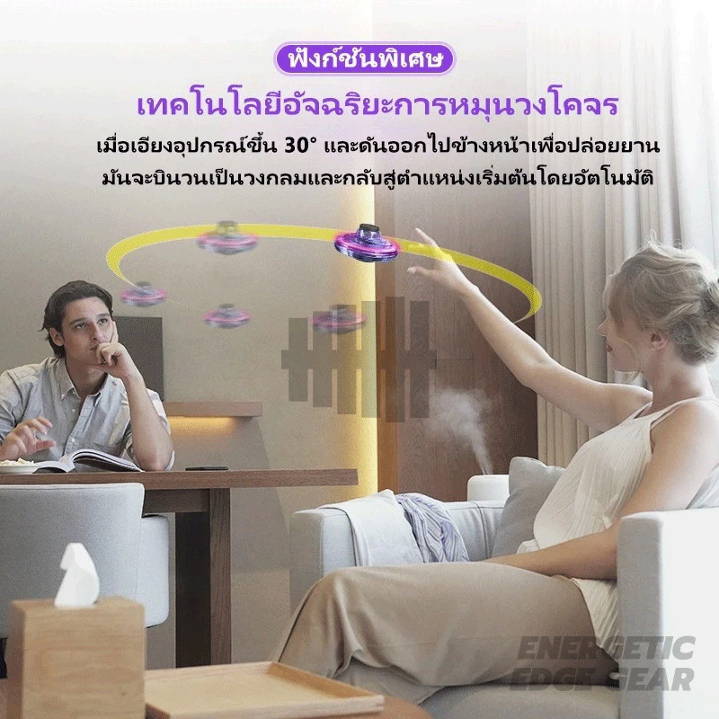 ยูเอฟโอลูกบินหมุนนิ้ว UFO ของเล่นเด็ก LED Fidget Spinner แฮนด์สปินเนอร์ โยนออกแล้วบินกลับได้ สปินเนอร์บิน มีไฟ thumbnail 7