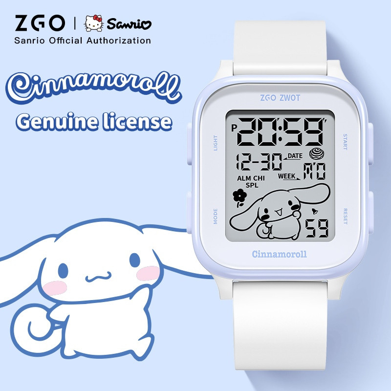 ZGO Sanrio Cinnamoroll นาฬิกาเด็กซินนามอรอล กันน้ำส่องแสง นาฬิกาอิเล็กทรอนิกส์สำหรับเด็กผู้หญิง นักเรียน กีฬา แถมกล่องของขวัญ 878