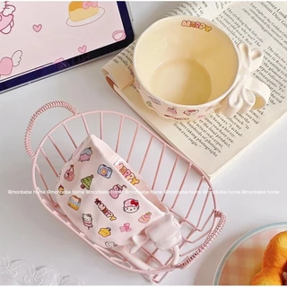 แก้วมัค แก้วกาแฟแก้วคริสต์มาส ลายkittyคริสต์มาส โบว์🎀3D ของขวัญคริสต์มาส วัสดุเซรามิก พร้อมส่ง