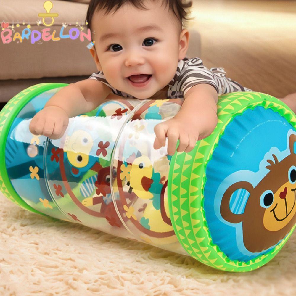 BARPELLON Baby Crawling Roller, PVC with Ball Rattle Inflatable Crawling Toy, โปร่งใสพัฒนาการทารกกิจกรรมของเล่น Inflatable Walker สําหรับ 6-12 เดือน