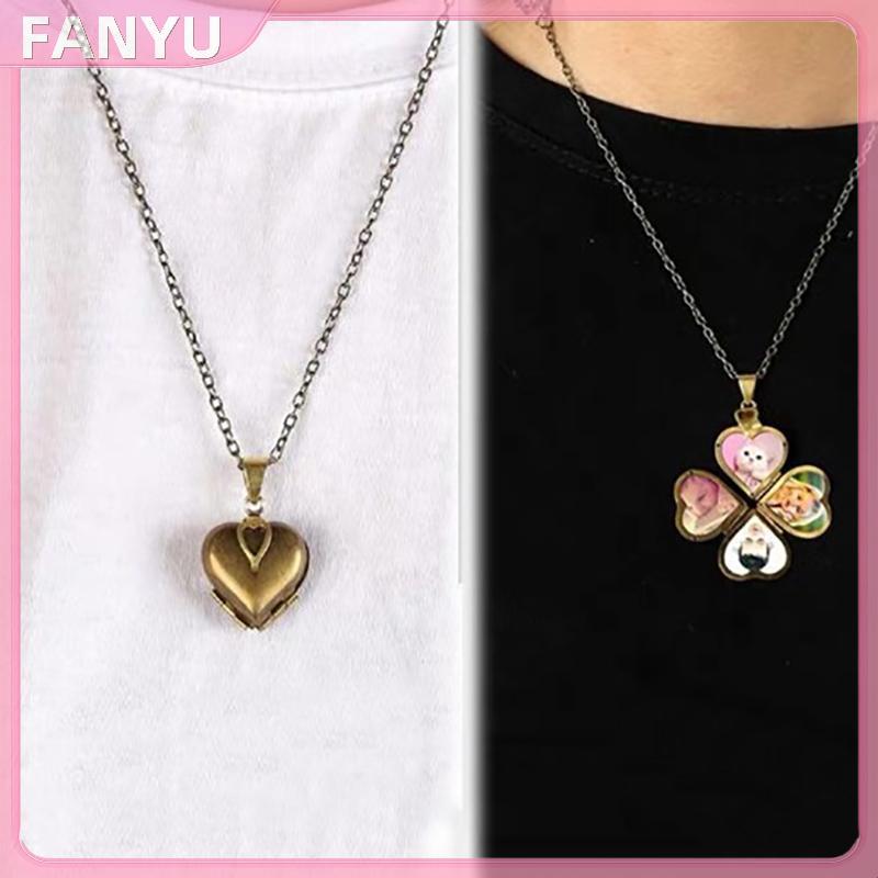 Sgl Diy เครื่องประดับ Vintage รูปหัวใจ 4 ชั้น Photo Locket สร้อยคอเปิดจี้ SGL