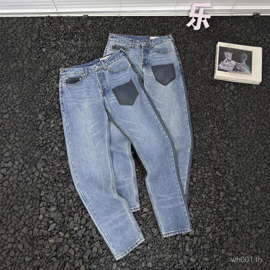 Evisu 2025 ใหม่  ฤดูใบไม้ผลิผลิตภัณฑ์ใหม่ผู้ชาย Big M รูปแบบมาตรฐานตัด Nostalgic Retro กางเกงยีนส์