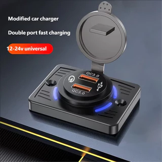 [🇹🇭⚡12hจัดส่ง] 4 พอร์ต 12-24V QC3.0 PD30W รถ Quick Charger ซ็อกเก็ต Quick Charge Dual USB พร้อมฝาครอบเลื่อน Outlet แผงอะแดปเตอร์สําหรับรถบรรทุก Camper อุปกรณ์เสริม
