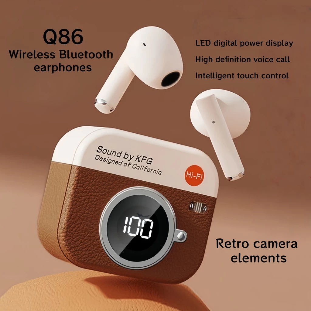 Q86 ไร้สาย ใน หู บลูทู ธ 5.4 ที่อุดหู, จอแสดงผลดิจิตอลอัจฉริยะ, การควบคุมเสียงของมนุษย์คุณภาพสูง, รองรับการควบคุมการโทรและสัมผัส