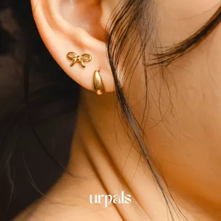 URPALS ต่างหู ลายโบว์ Stainless ชุบทอง 18K ใส่ได้ทุกวัน ไม่ลอกไม่ดำ