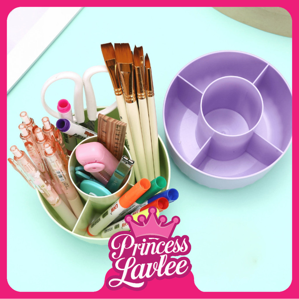 PL H6475 5 Slot Organizer เครื่องเขียน 360 องศาหมุนปากกาอเนกประสงค์หมุน Rack เครื่องเขียน